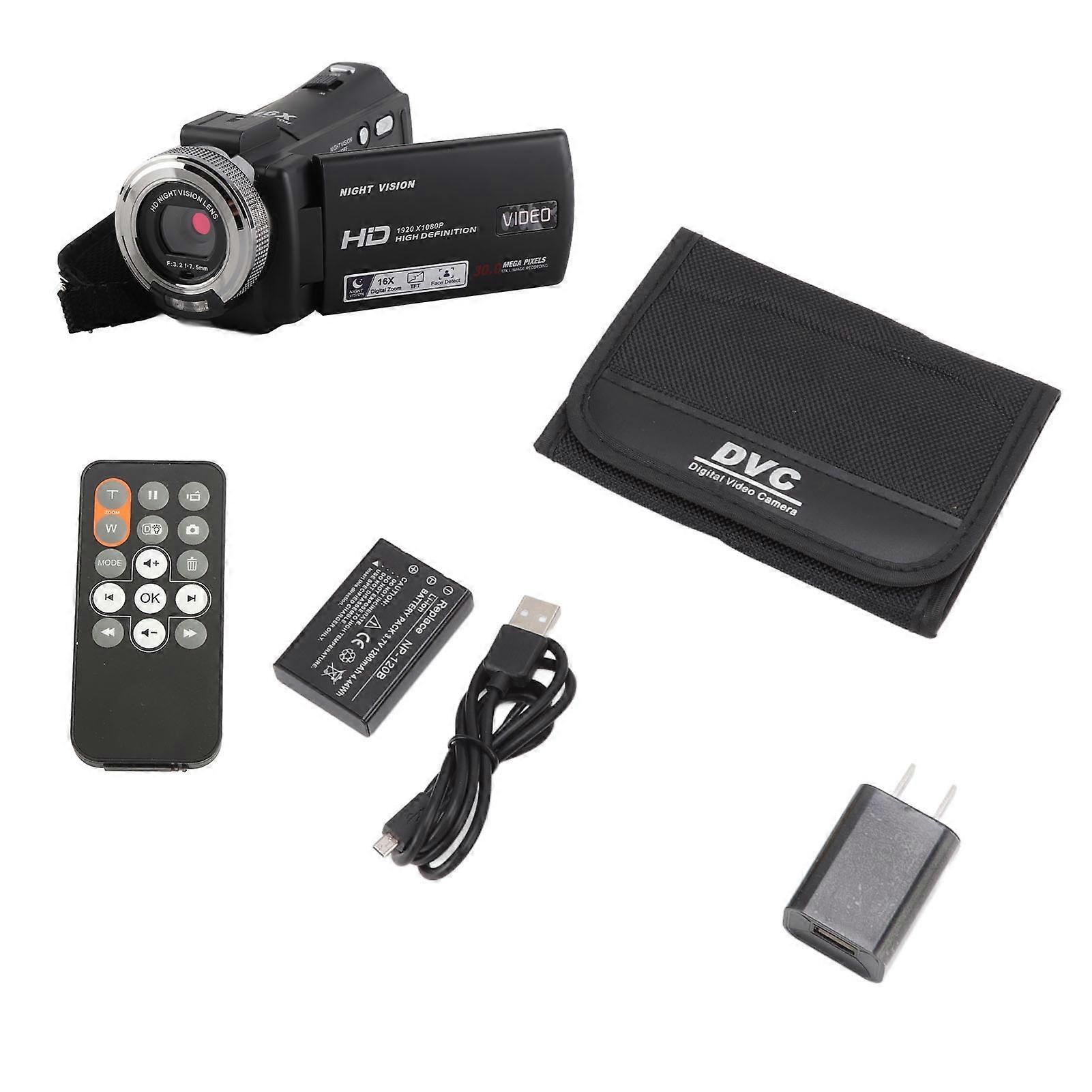 Digital Camcorder with 3 inch Color LCD Screen, 30 MP, 16x Zoom, for Photography and Video Recording, US Plug 100-240 V