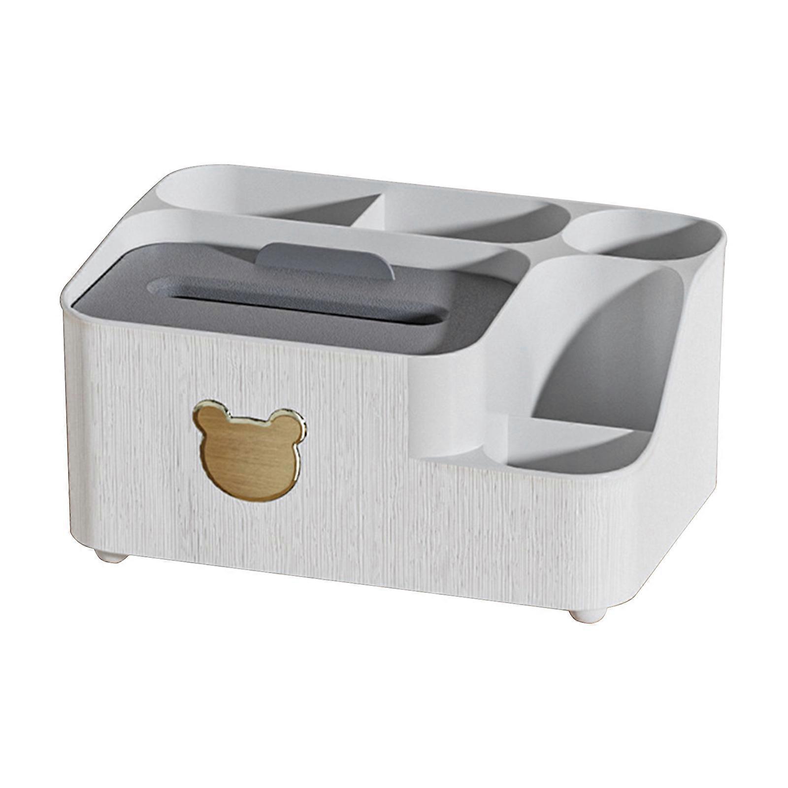 Desktop Tissue Box Divider Organize Boxes Table Multifunction Storage for Kitchen Dormitory Paper Towel Organization White