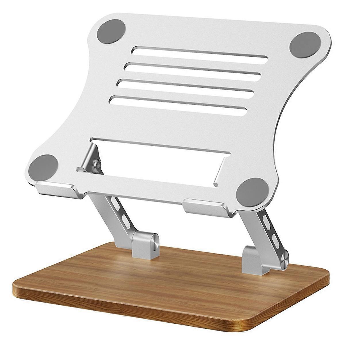 J32 Adjustable Laptop Stand Foldable Wood Base Metal Cooling Riser Desktop Bracket