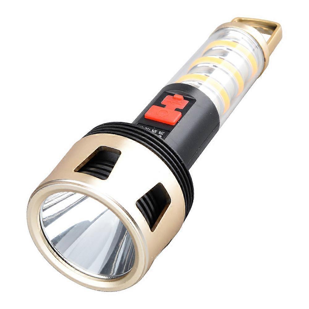 Multifunctional LED Camping Light Portable Outdoor Torch 4 Modes Adjustable Brightness Built-in Lithium Battery Gold Durable for Hiking and Emergenc