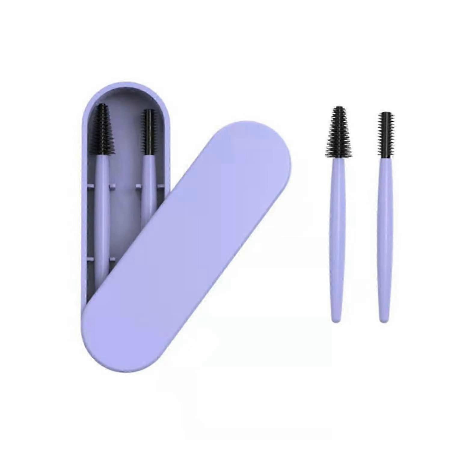 2個のシリコン再利用可能なまつげブラシ、ケースマスカラワンドメイクアップツールキット付き