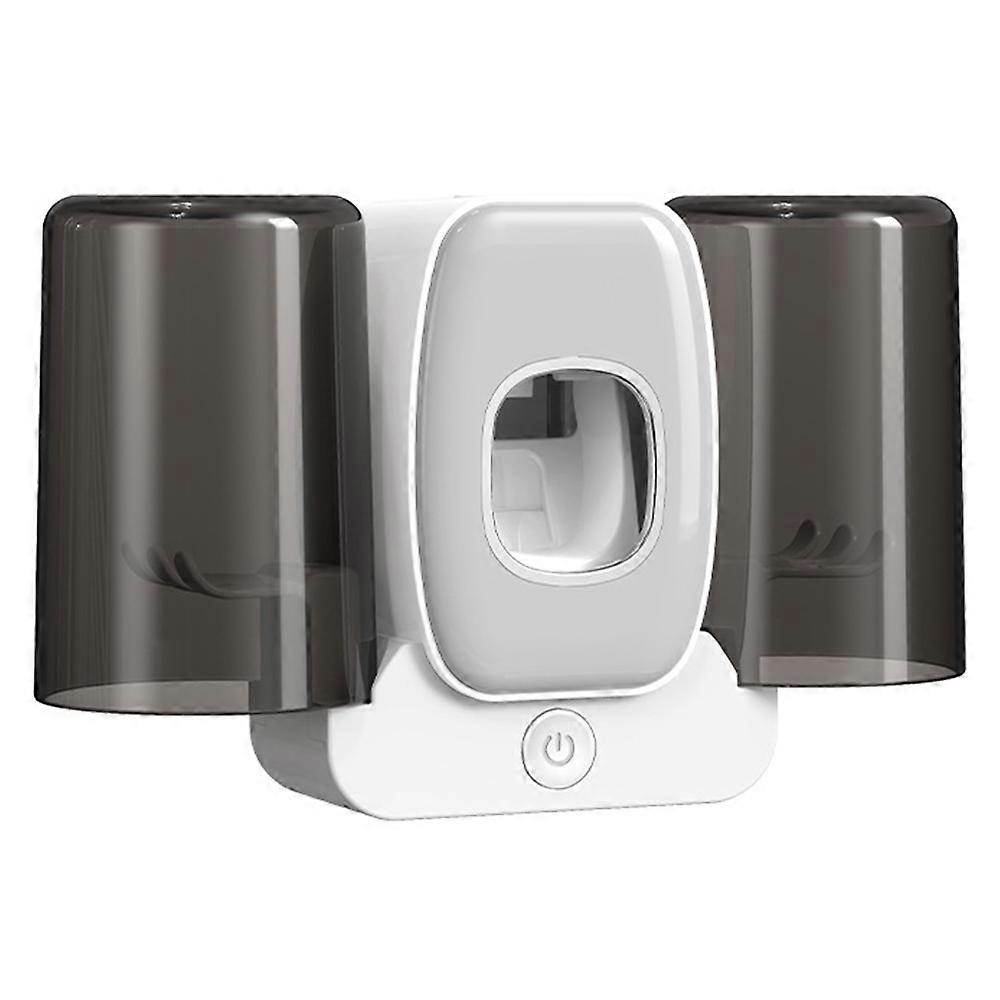 Wall Mounted Toothbrush Holder Cup Rack Toothpaste Dispenser No Drill Bathroom Storage Shelf