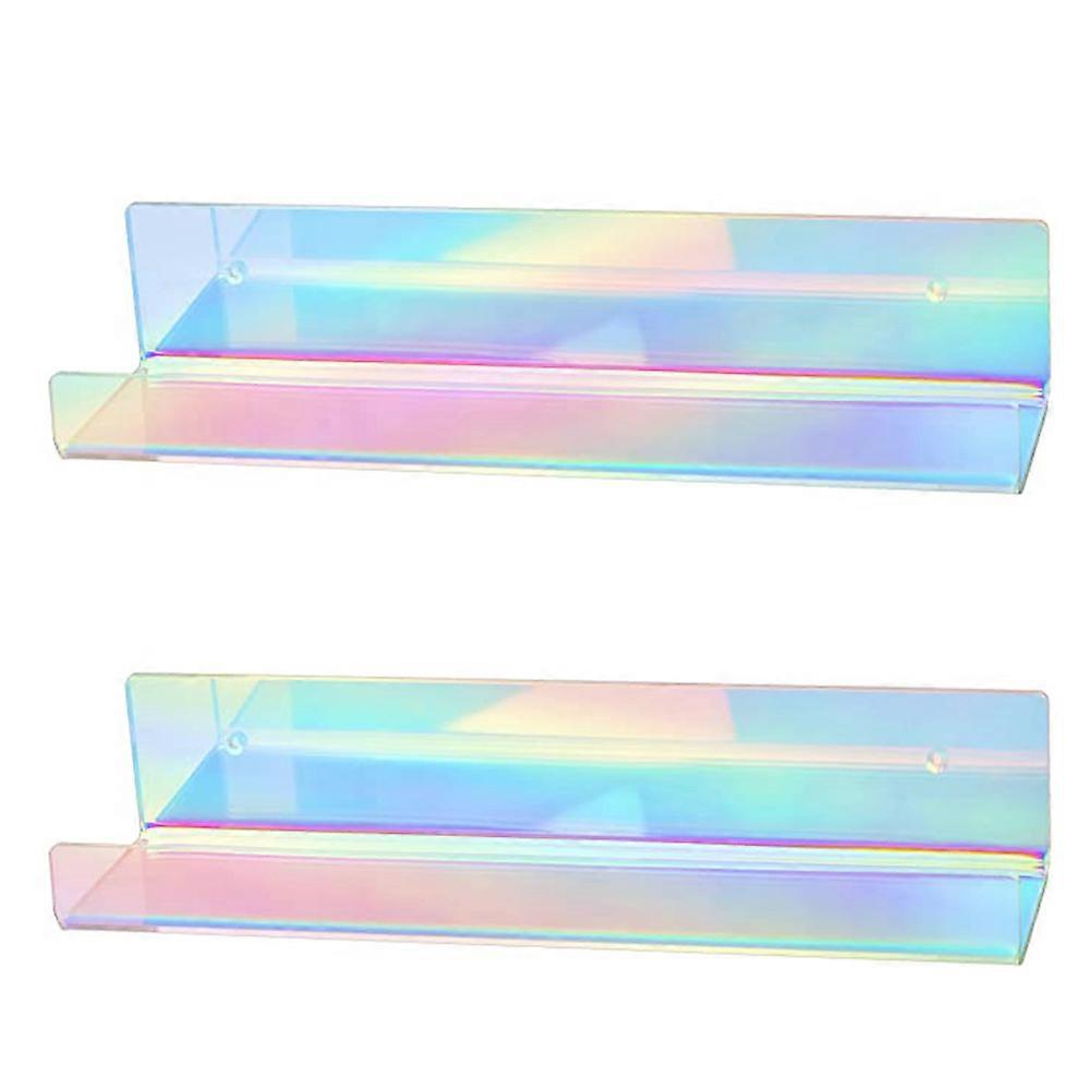 2Pcs Rainbow Acrylic Wall Mounted Floating Bookshelf