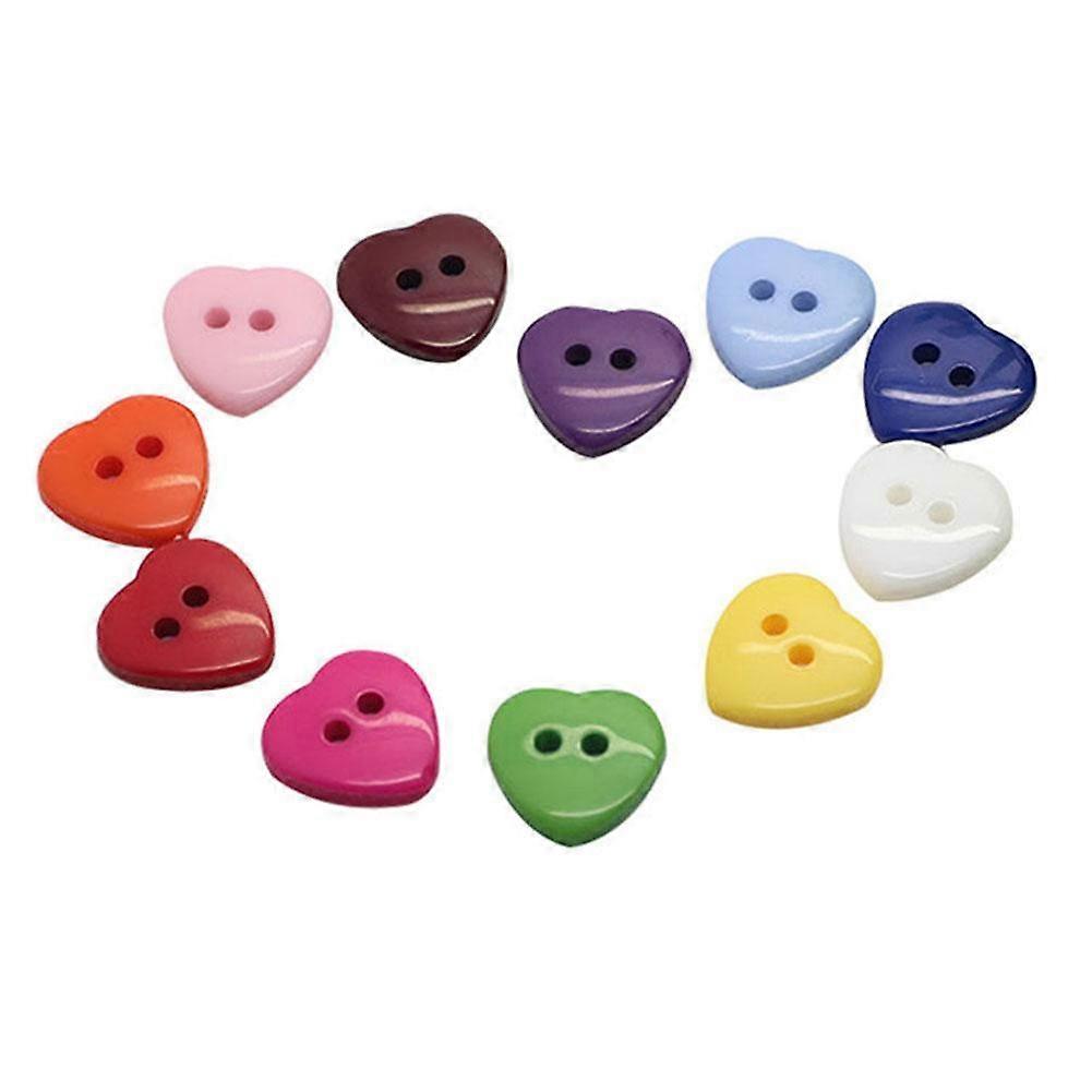 1.1cm (please note 100 mixed colors per pack when placing an order)$Colored DIY heart-shaped buttons 10mm
