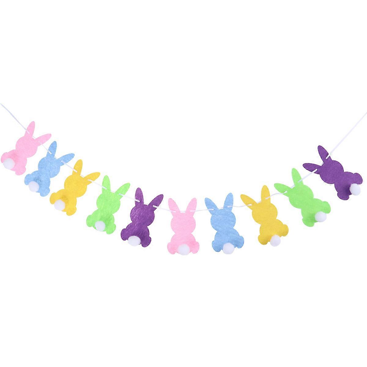 Easter Party Banner, Rabbit Themed Flags for Celebration Decor and Photo Backdrops