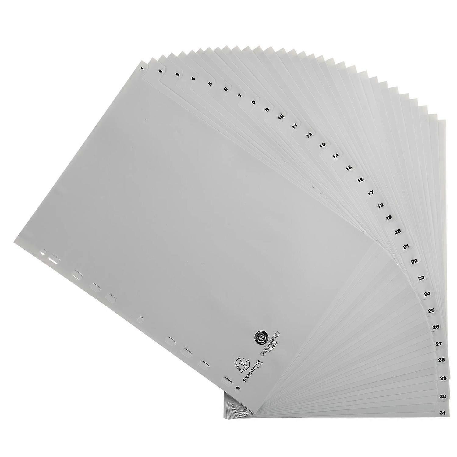 Exacompta 1931E 20x Separad. 1-31 A4 PP gris pest.impresas