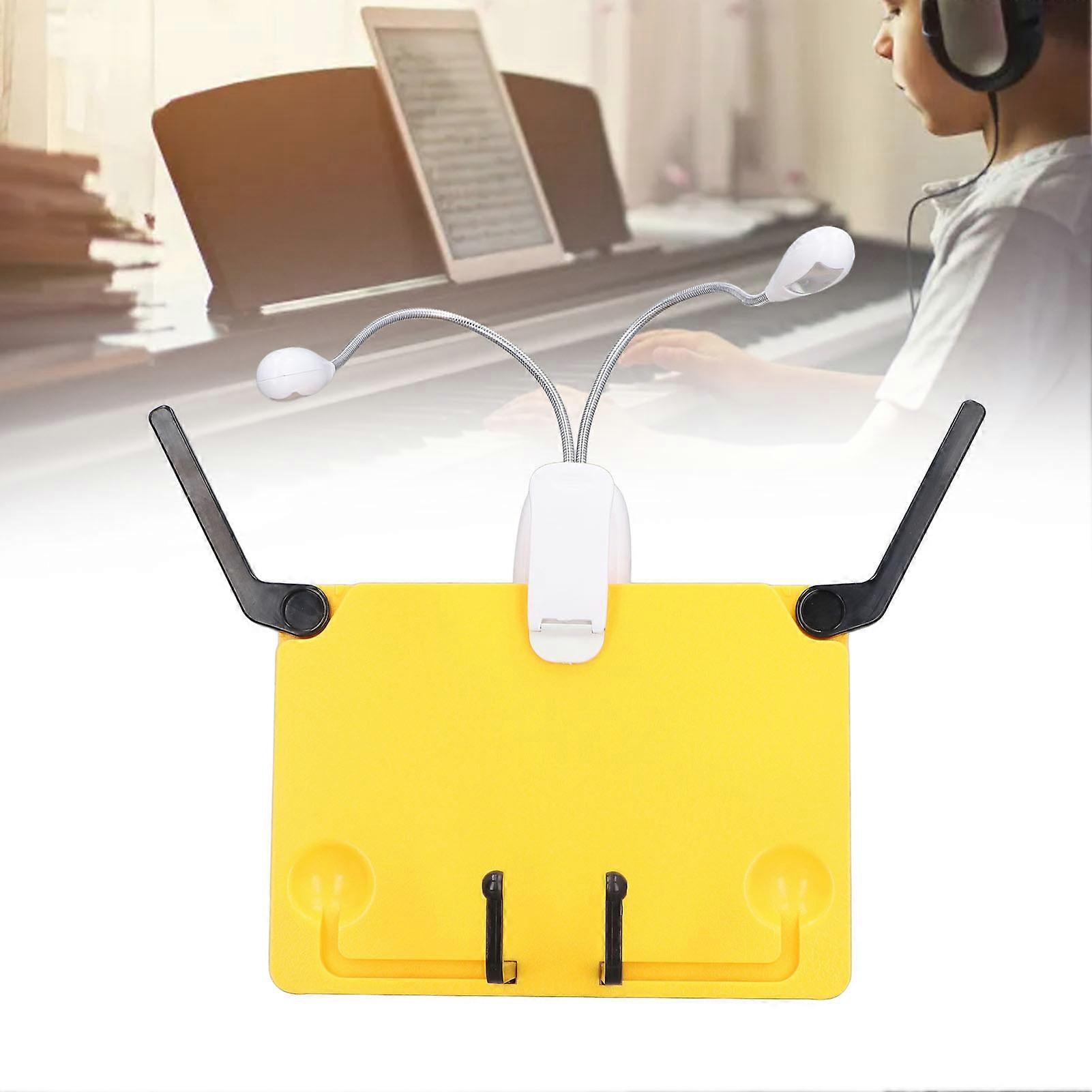 Music Stand Light Set Foldable Desktop Sheet Music Stand Book Tablet Holder and Clip On Reading Light 