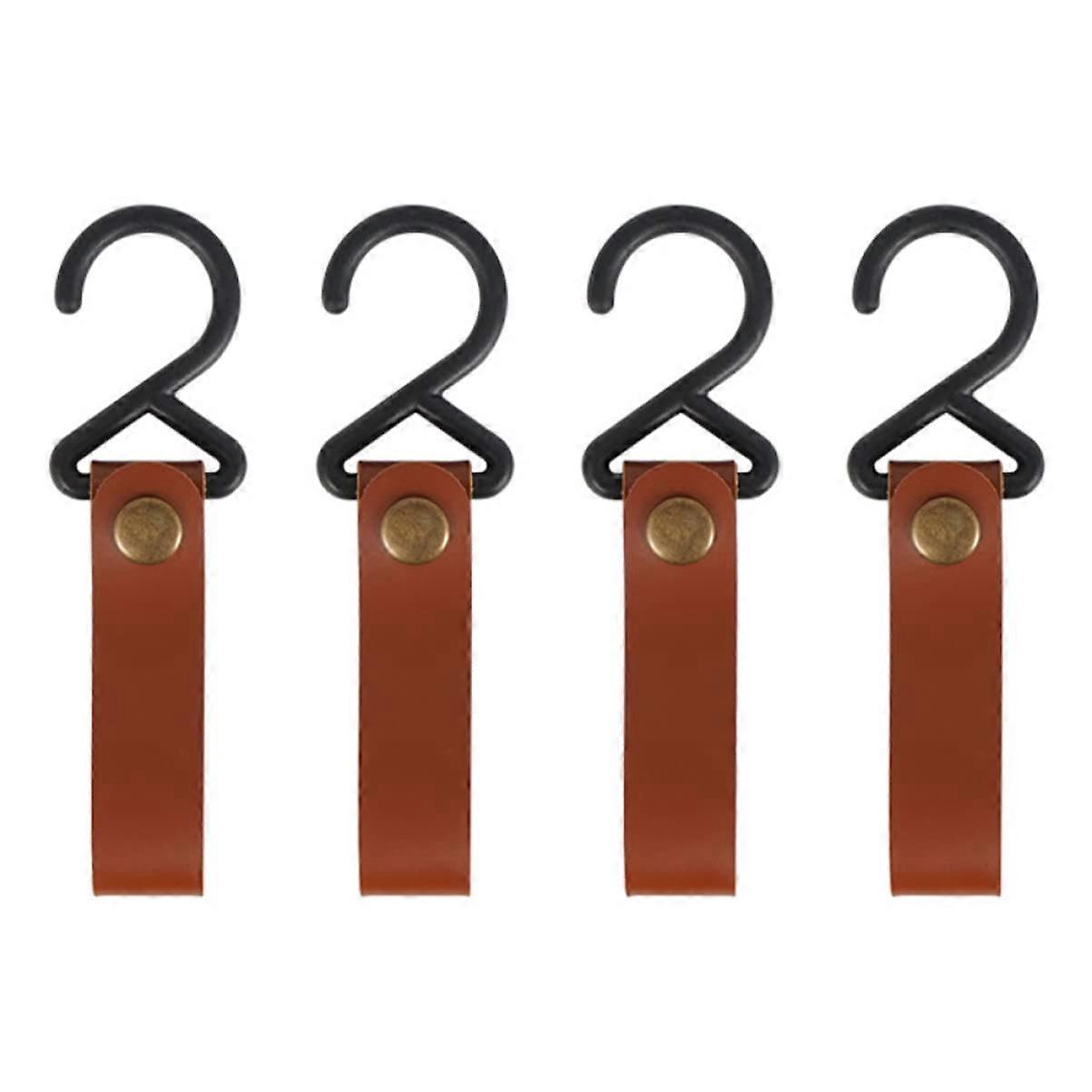 Camping Cookware Hooks Leather Travel Buckle, Outdoor Hanging Pot Hooks For Camping, 2 Sets Of 4, Universal Fit