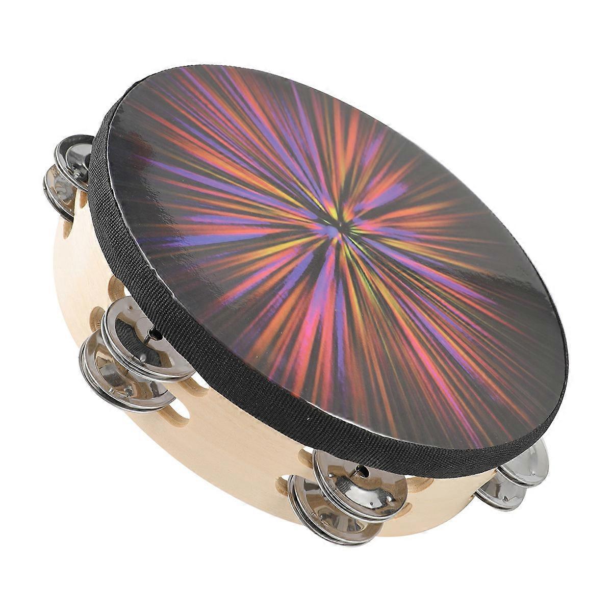 Musical Percussion Tambourines Educational Toy for Kids Children Toddlers Double-Side Hand-Held Camouflage Color 1Set