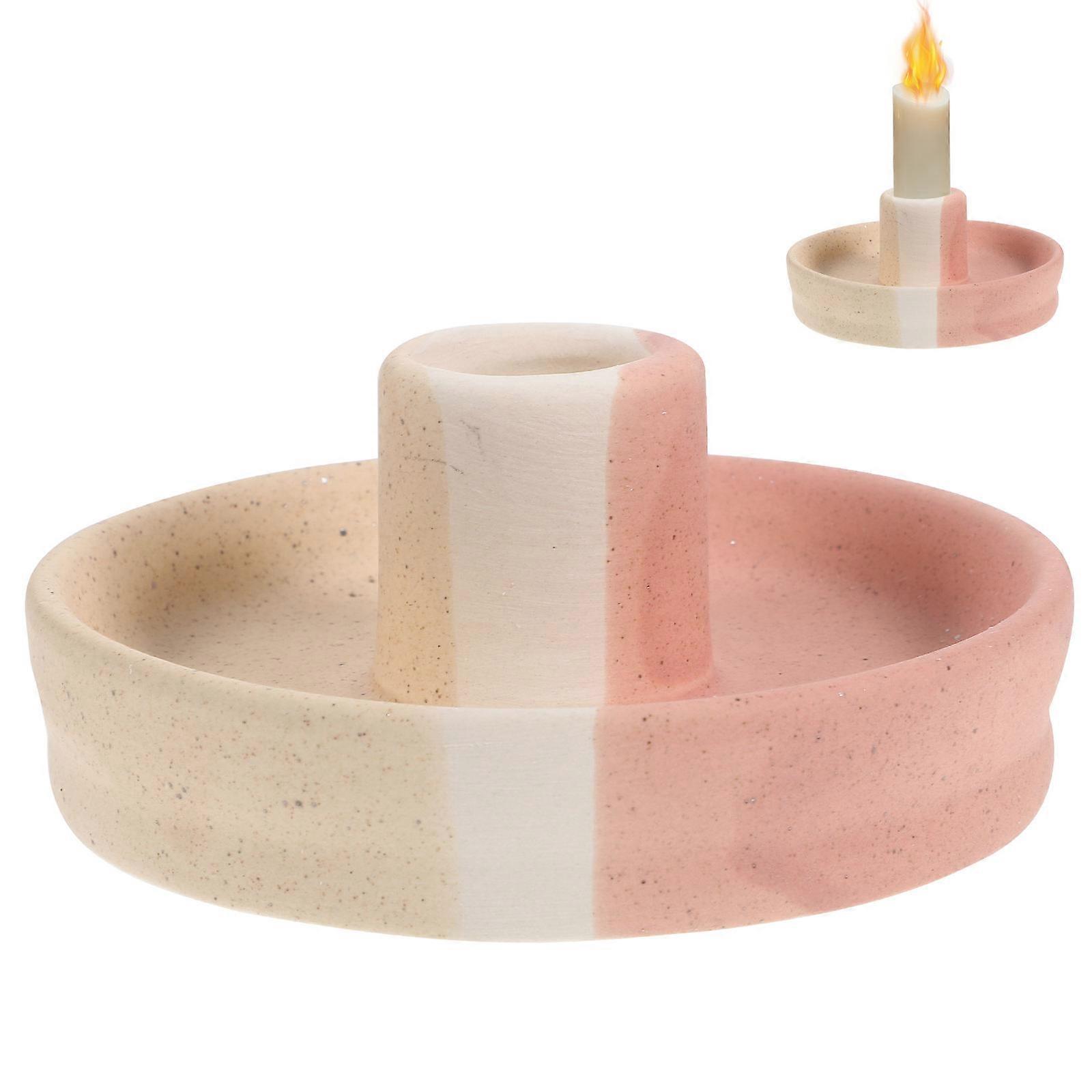 Candlestick Holders For Taper Candles Ceramic Aesthetic Design Holiday Decorations Yellow 1Pack
