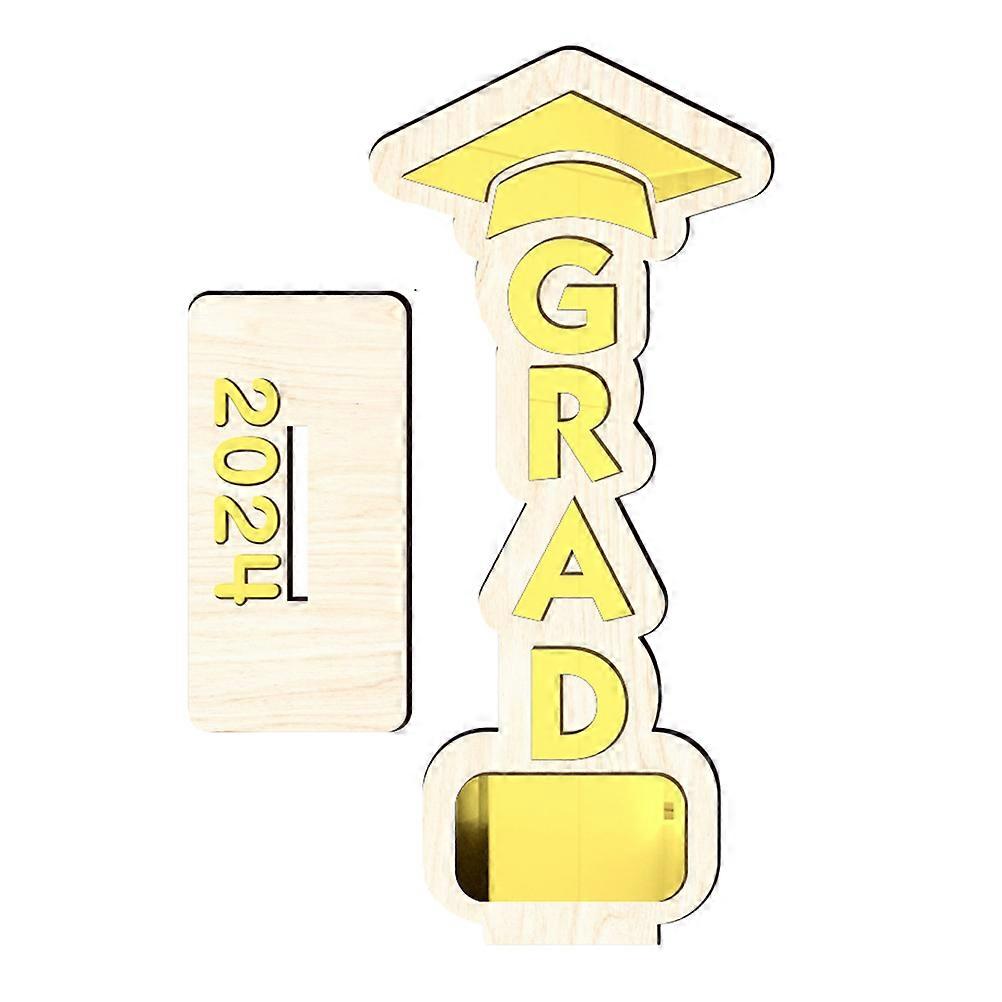 Wooden Sign Graduation Table Wood Sign Graduation Party Desk Ornament Rectangular Shape Golden Color 1Pack