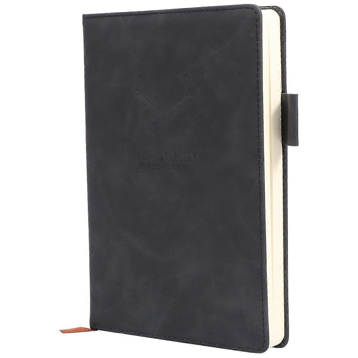 Planner Notebook Business Journal Notebook For Office Use Rectangular Black Pu Leather 1Pcs