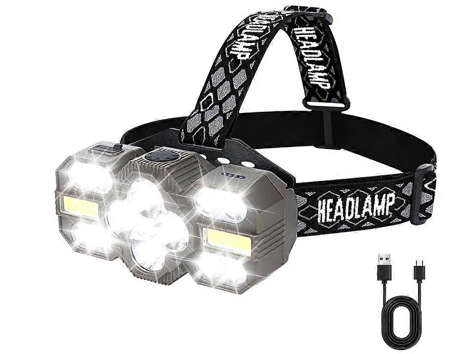 Headlamp Rechargeable, Waterproof Lightweight Head Light, 8+2 Modes Forehead Head Flashlight for Outdoor Running Hiking Camping Gear(Black)