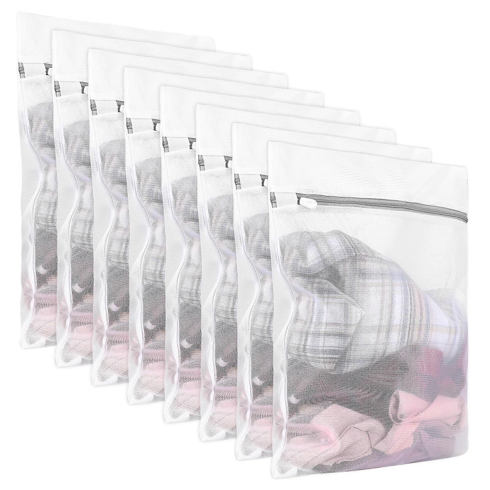 Laundry Net Pack of 8 for Washing Machine, Small 40 x 30 cm Bags with Hidden Zip for Delicates, Blouse, Hosiery, Underwear