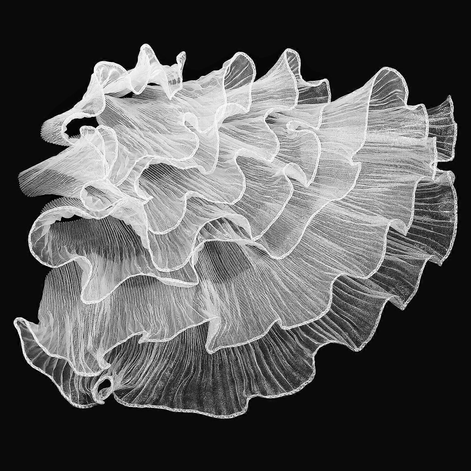 Soft Polyester Ruffle Ribbon with Pleated Trim for Sewing, Crafting, Clothing & Costume Design – Versatile White Fabric Trim for Decorative Use