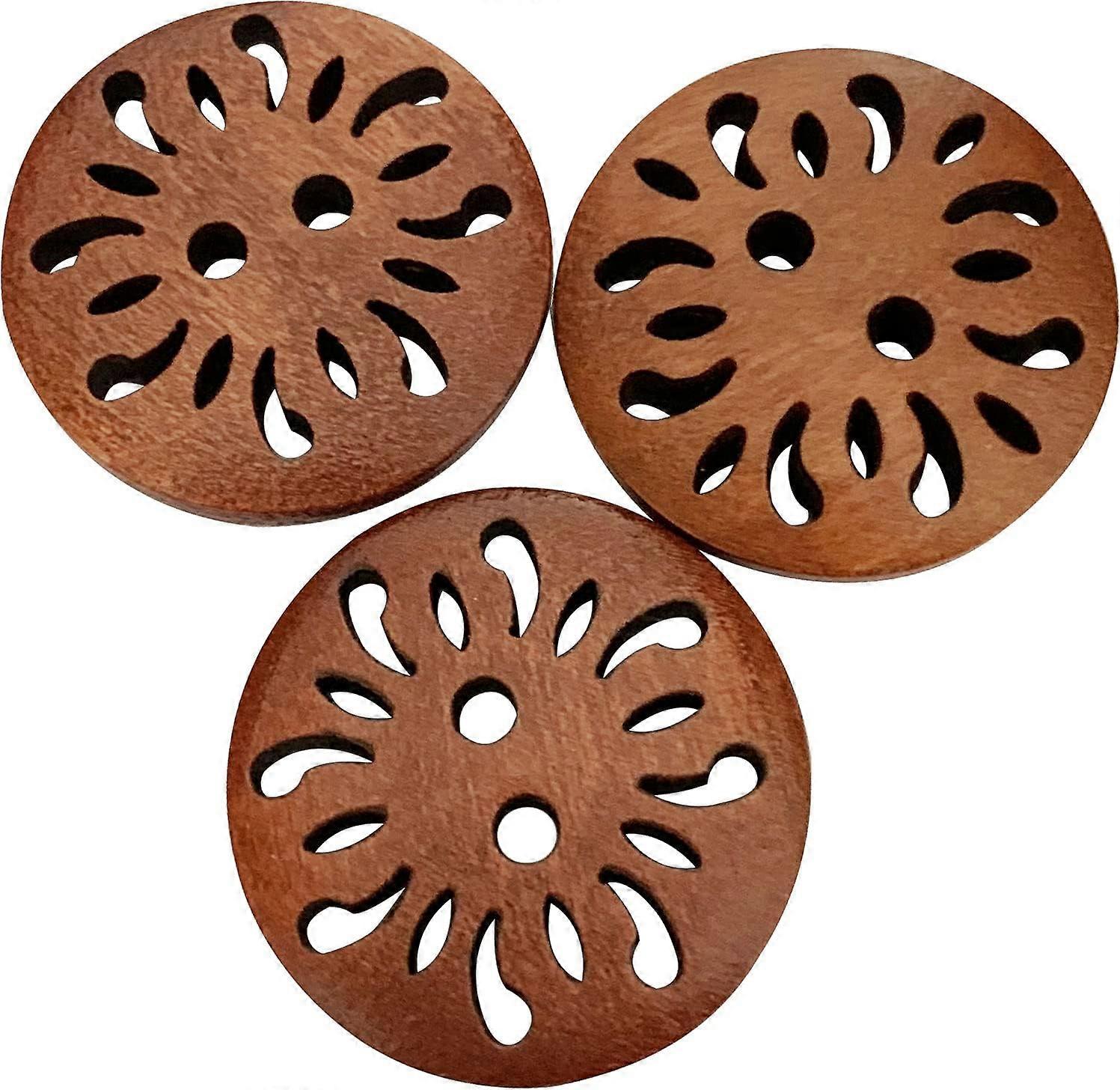 25 round wooden buttons