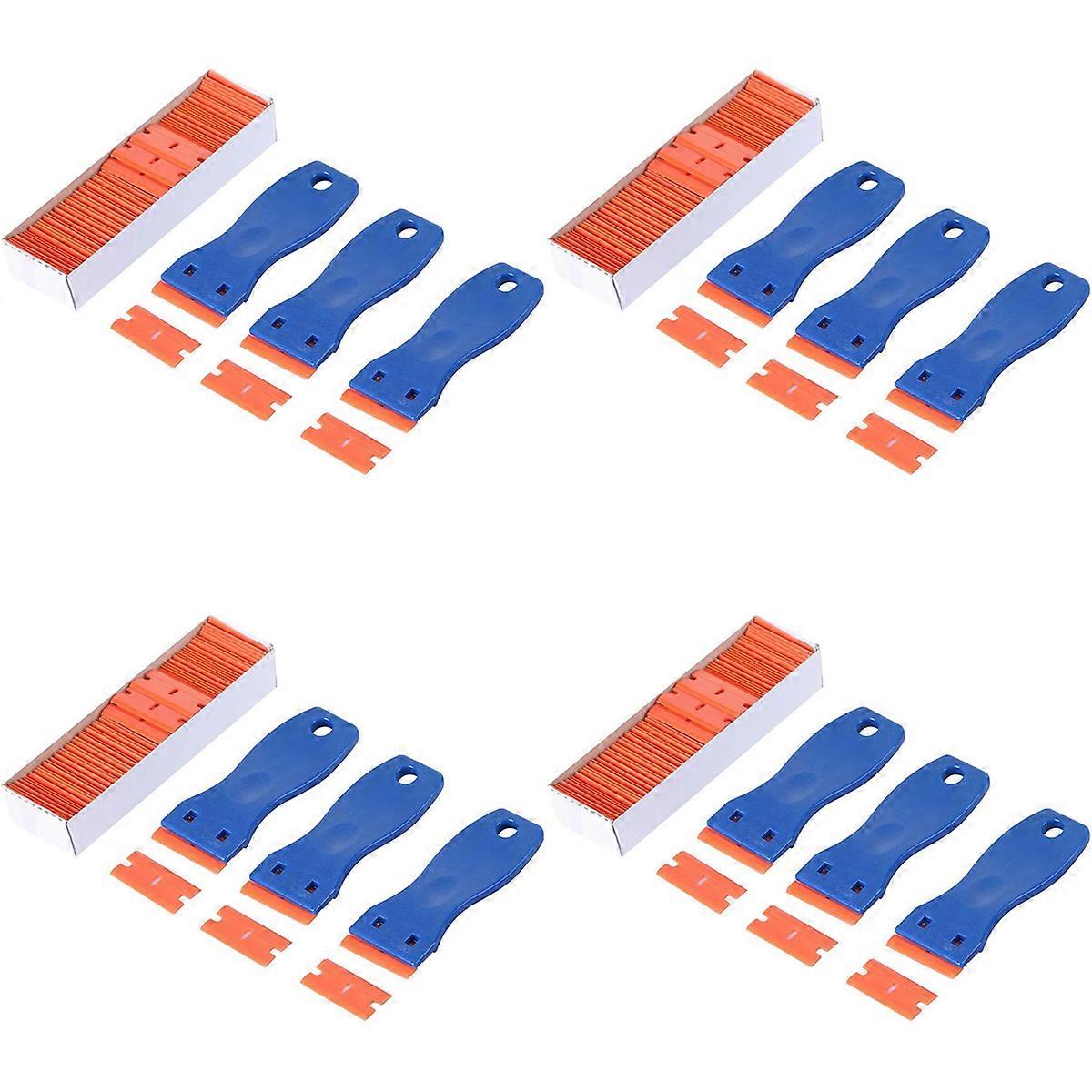 3PCS Plastic Blade Scrapers & 100 PCS 1.5 Inch Double Edge