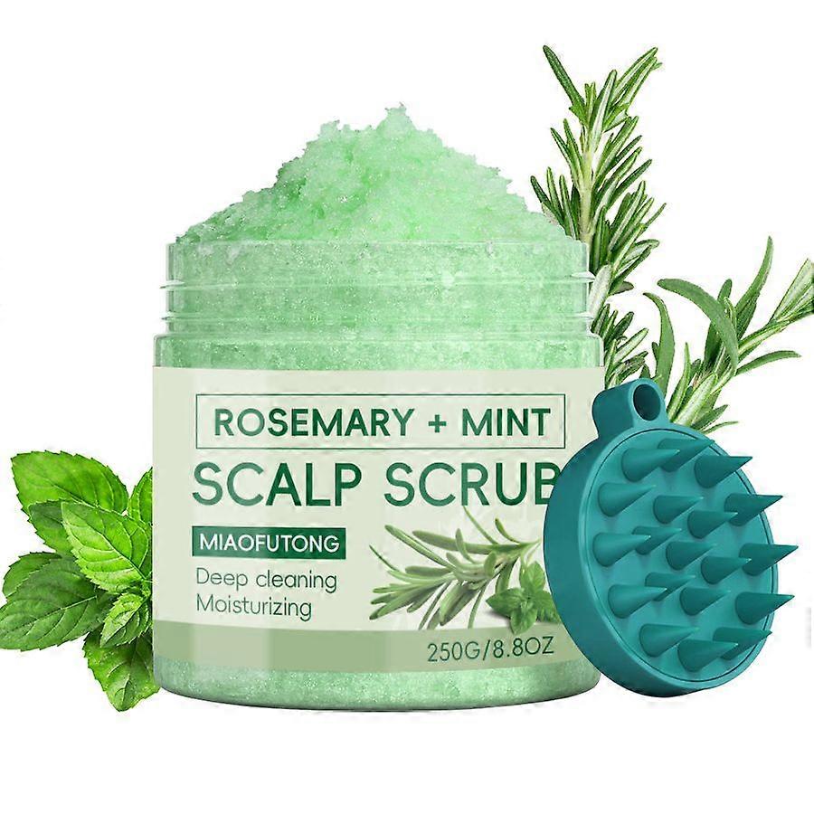 Scalp Scrub, Rosemary Exfoliator Scrub with Peppermint & Sea Salt, Anti-Dandruff Clarifying Exfoliator for Build Up, Itchy Scalp, Oily & Dry Hair with