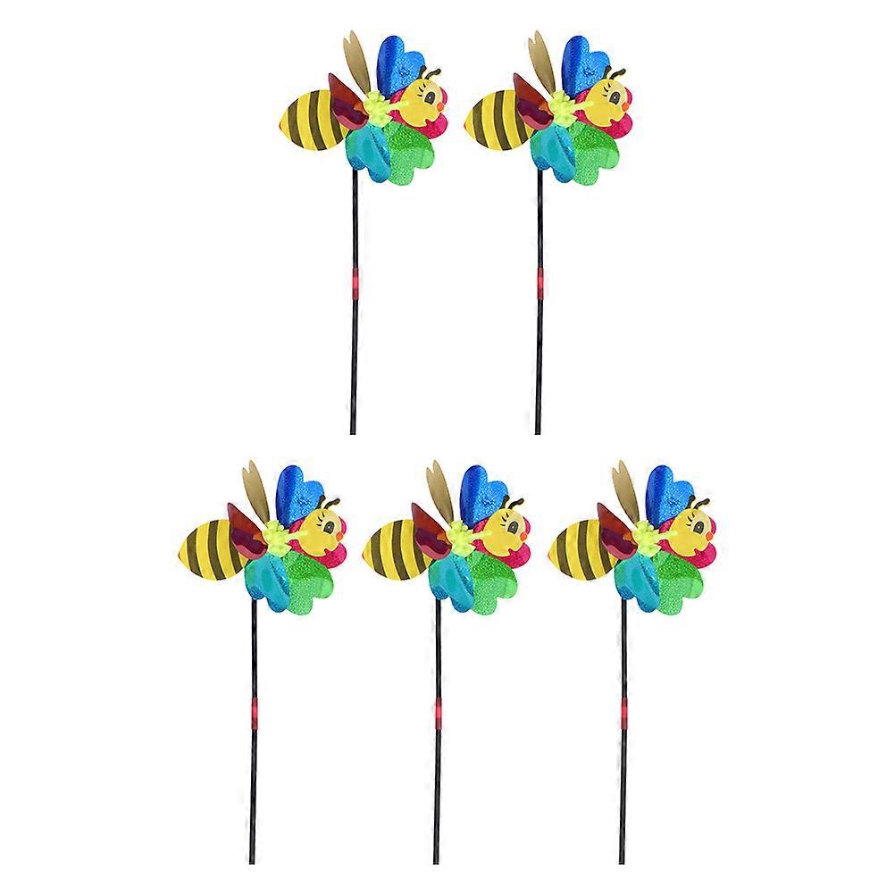 5pcs Colorful Windmills for Play & Decoration – Eye Catching Outdoor Garden Ornament for Vibrant Aesthetics