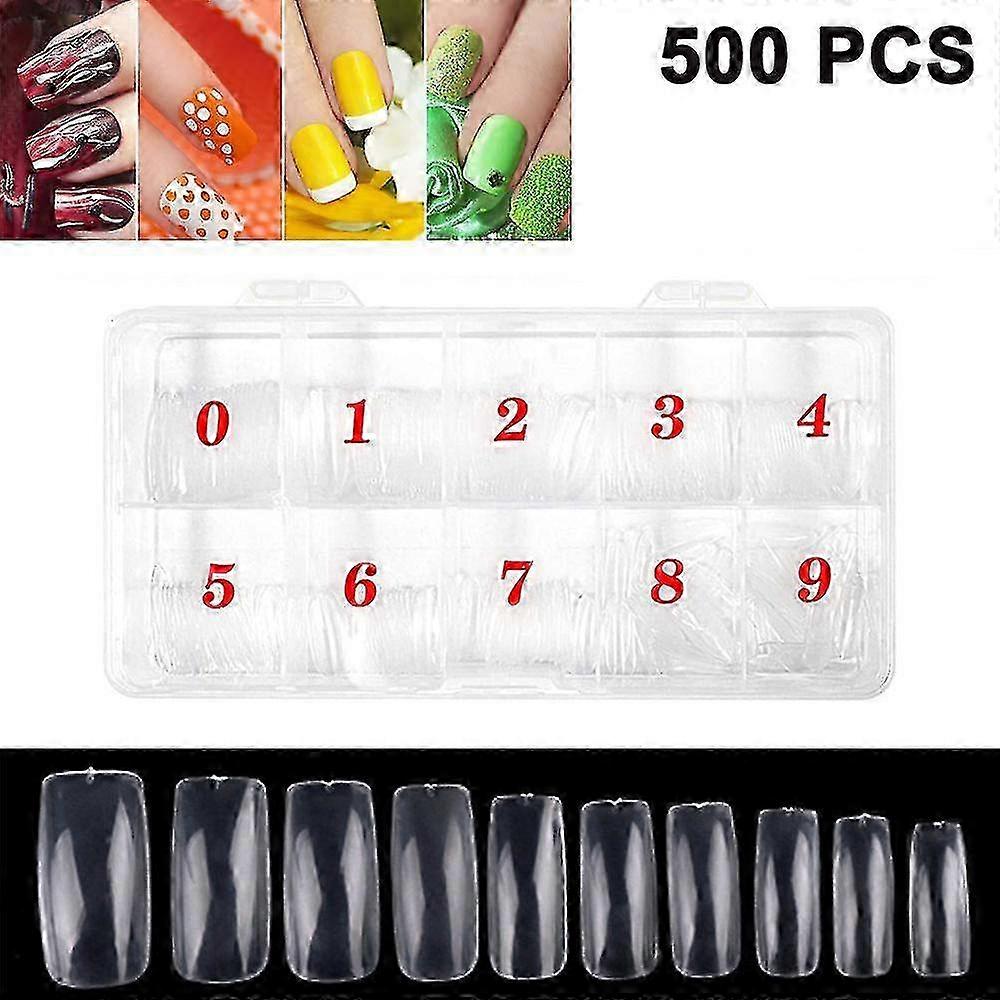 500 Pieces Clear Artificial Nail Art Tips in 10 Various Sizes for Women��s Nail Design