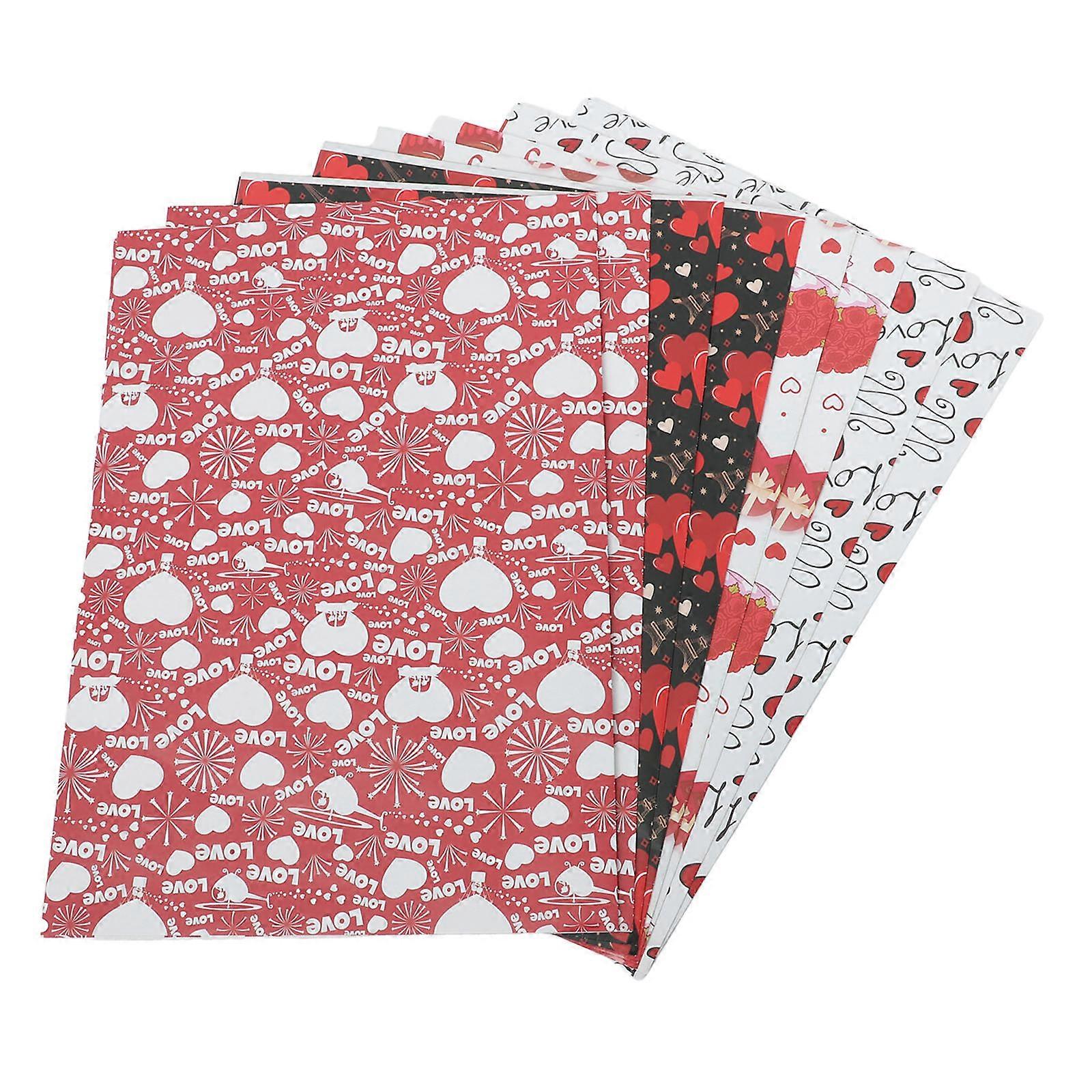 Luxury Heart Wrapping Paper Roll For Valentine'S Day Celebrations Multi Color 8Pcs