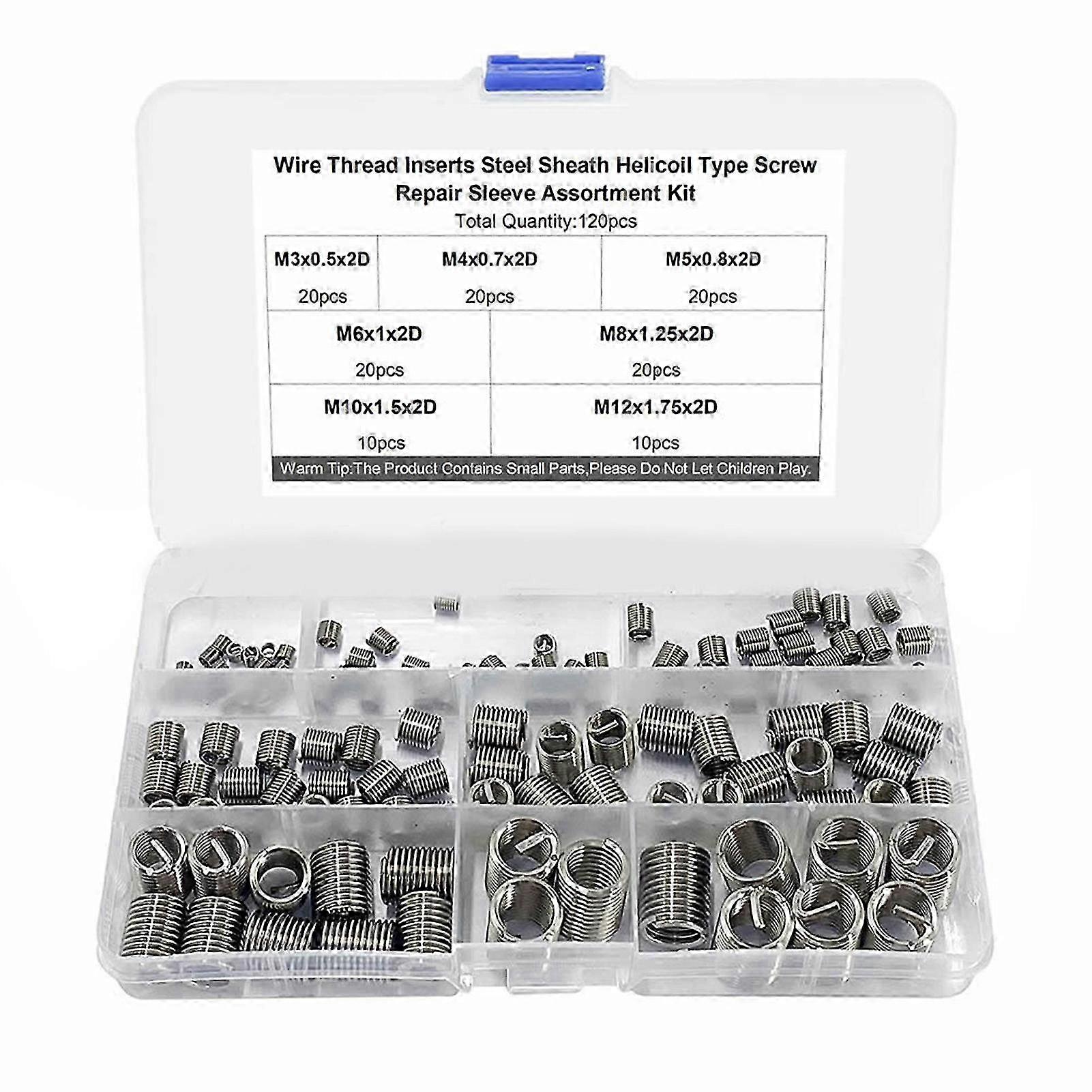 120 Pcs Insert Nut M3 M4 M5 M6 M8 M10 M12 Stainless Steel Shock Impact Resistant Threaded Insert Set