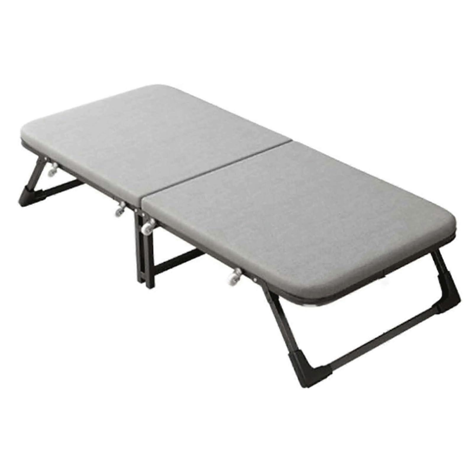 Folding Camping Bed with Latex Padding, Metal Lounge Chair, Foldable Cot Bed, Load 100 kg, Grey