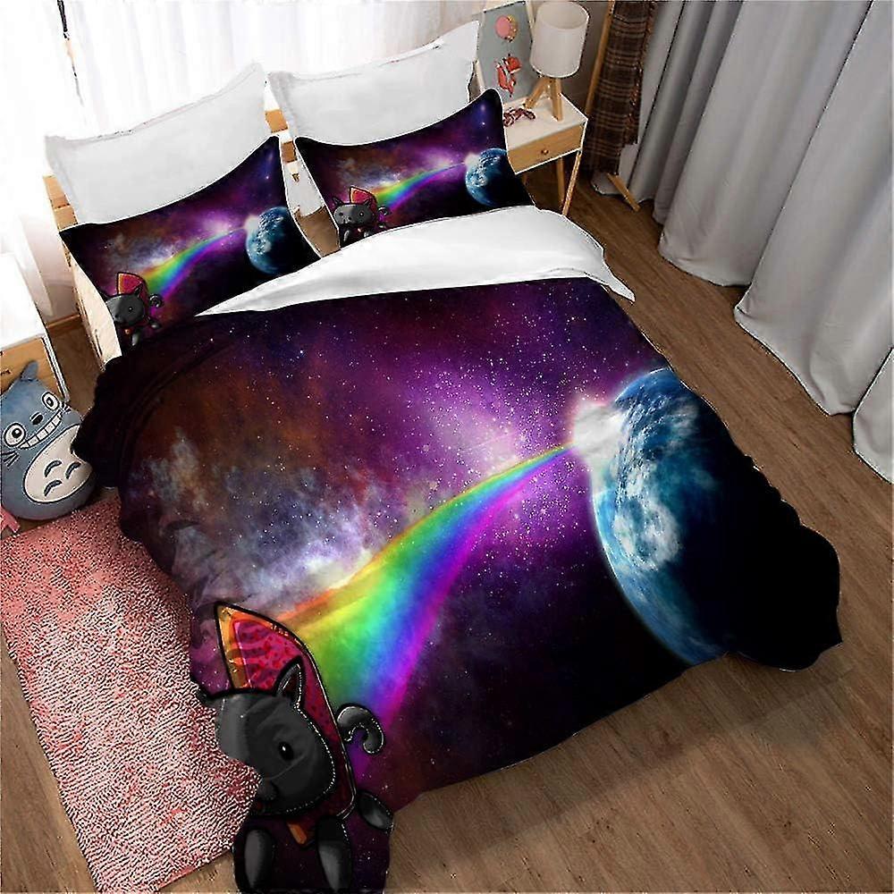 Chic Rainbow Bedding Set with Realistic Print and Ultra Soft Microfiber Bedspread