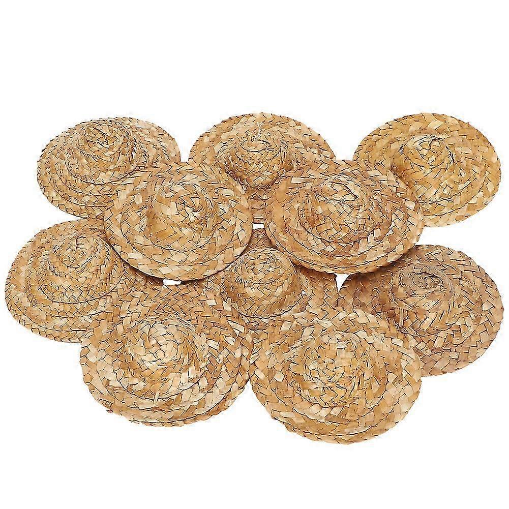 10 stk mini håndvevd gresshette DIY tilbehør til dekorasjon