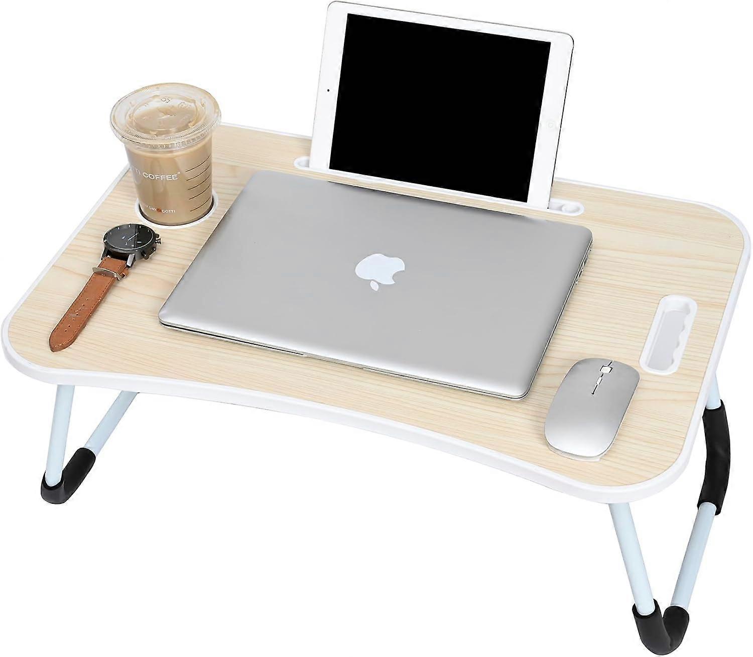 1pc Notebook Table Dorm Desk,Portable Lap Desk,Notebook Table Dorm Desk with Foldable(60 x 40cm) (White)