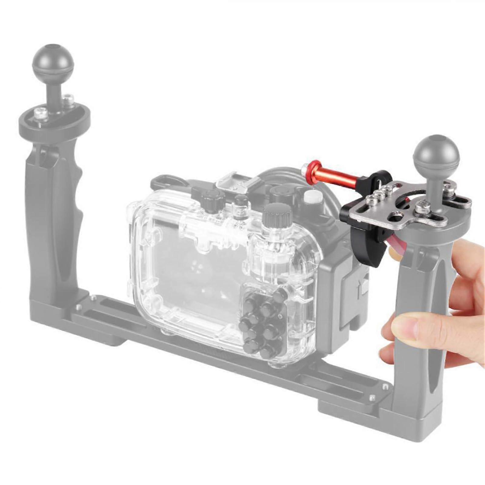 Aluminum Alloy Trigger Extension Lever Mounting Adapter Double Handle Diving Tray Stabilizer Compatible with Underwater Camera Body