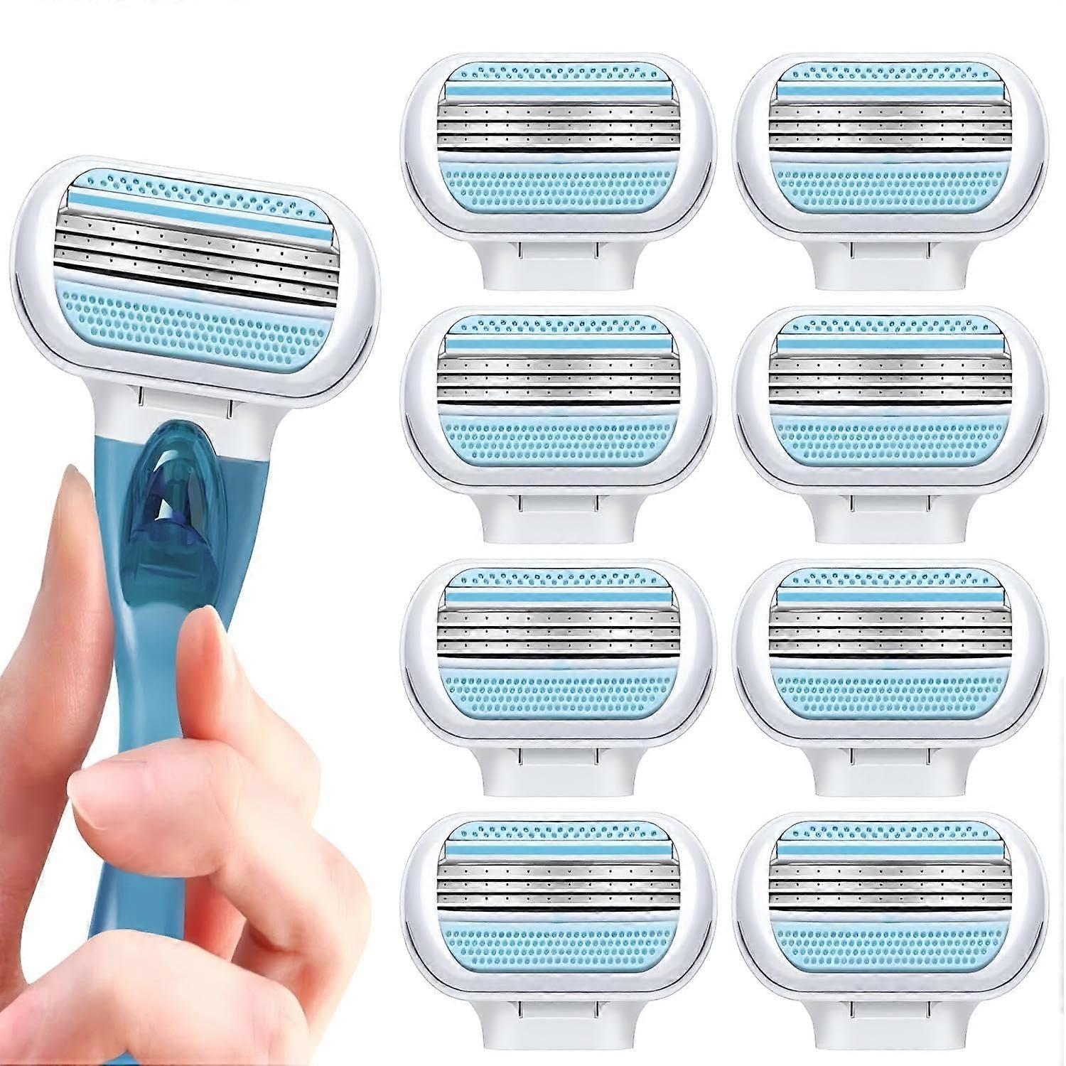 Venus Smooth Replacement Blades Women's Razor - Set of 8, 3-Blade Razor Refill Blades with Protective Pads for Body Contour
