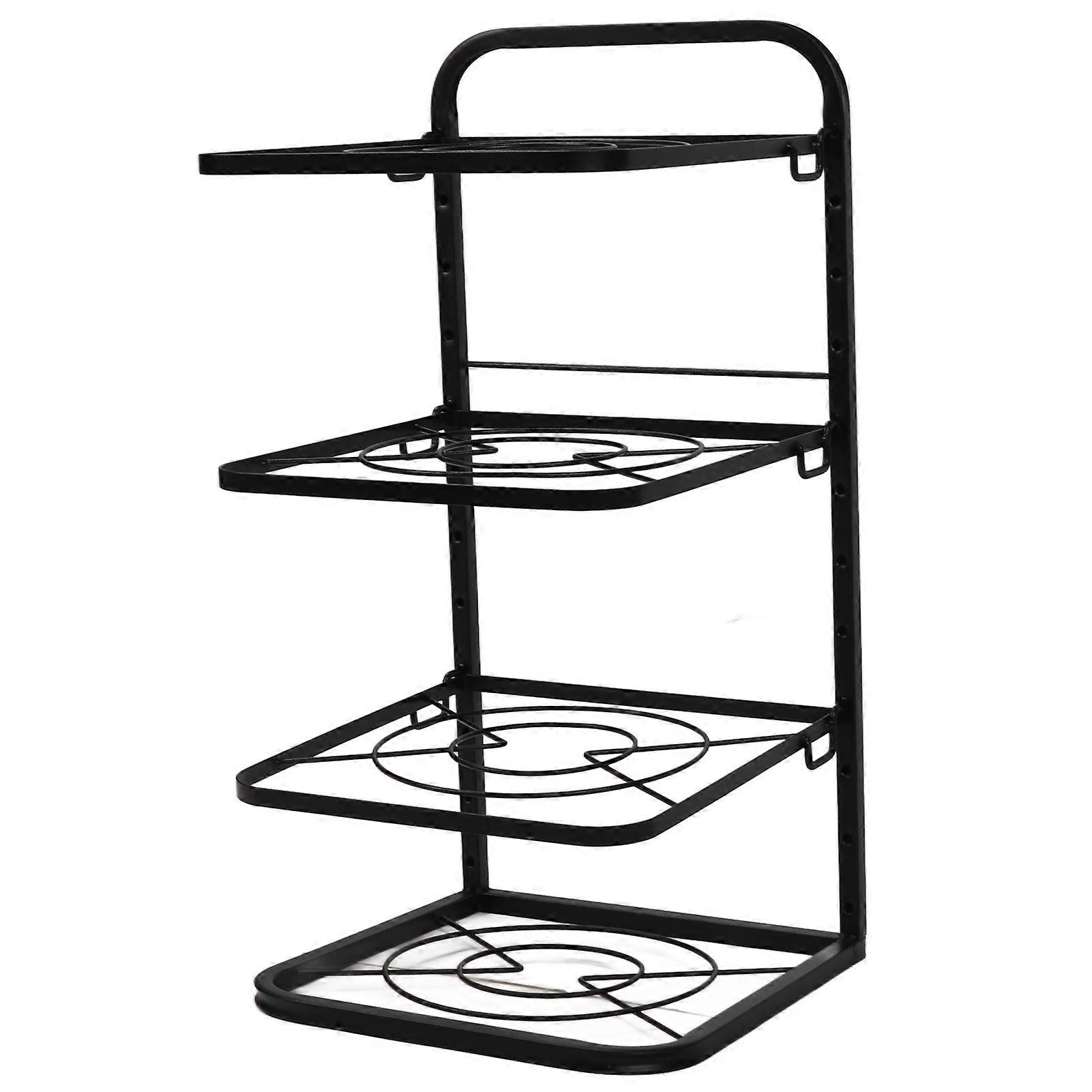 Kitchen Pots Organizer 4 Tiers Adjustable Height Space Saving Pan Rack for Under Sink Cabinet Countertop 