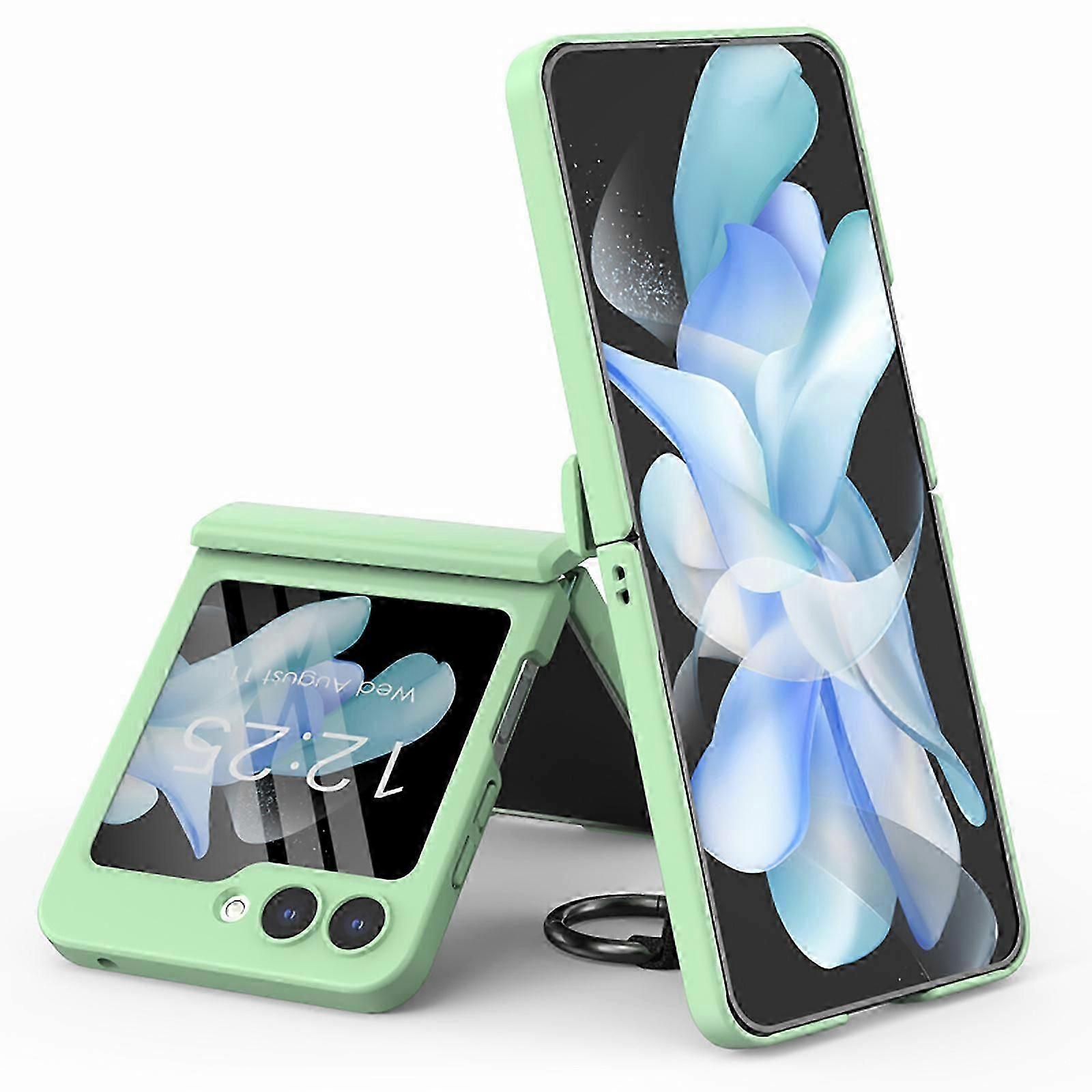 Samsung Galaxy Z Flip 5 için Kılıf Yaylı Menteşe Koruması, Z Flip 5 Yüzük Tutuculu Kılıf, Z Flip 5 için Her Şey Dahil PC Darbeye Dayanıklı Kapak