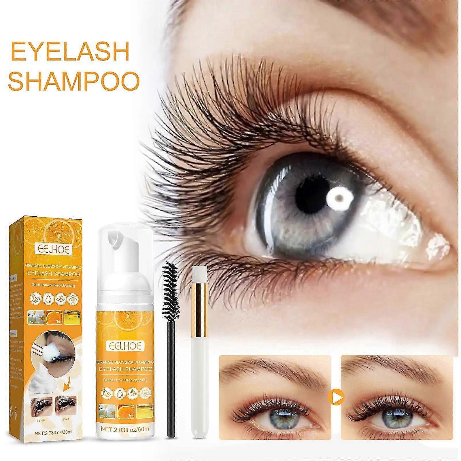 Nettoyant pour extensions de cils 60 ml - Brosses - Nettoyant moussant pour paupières, nettoyant pour cils et bain de cils pour extensions, sans paraben ni sulfate