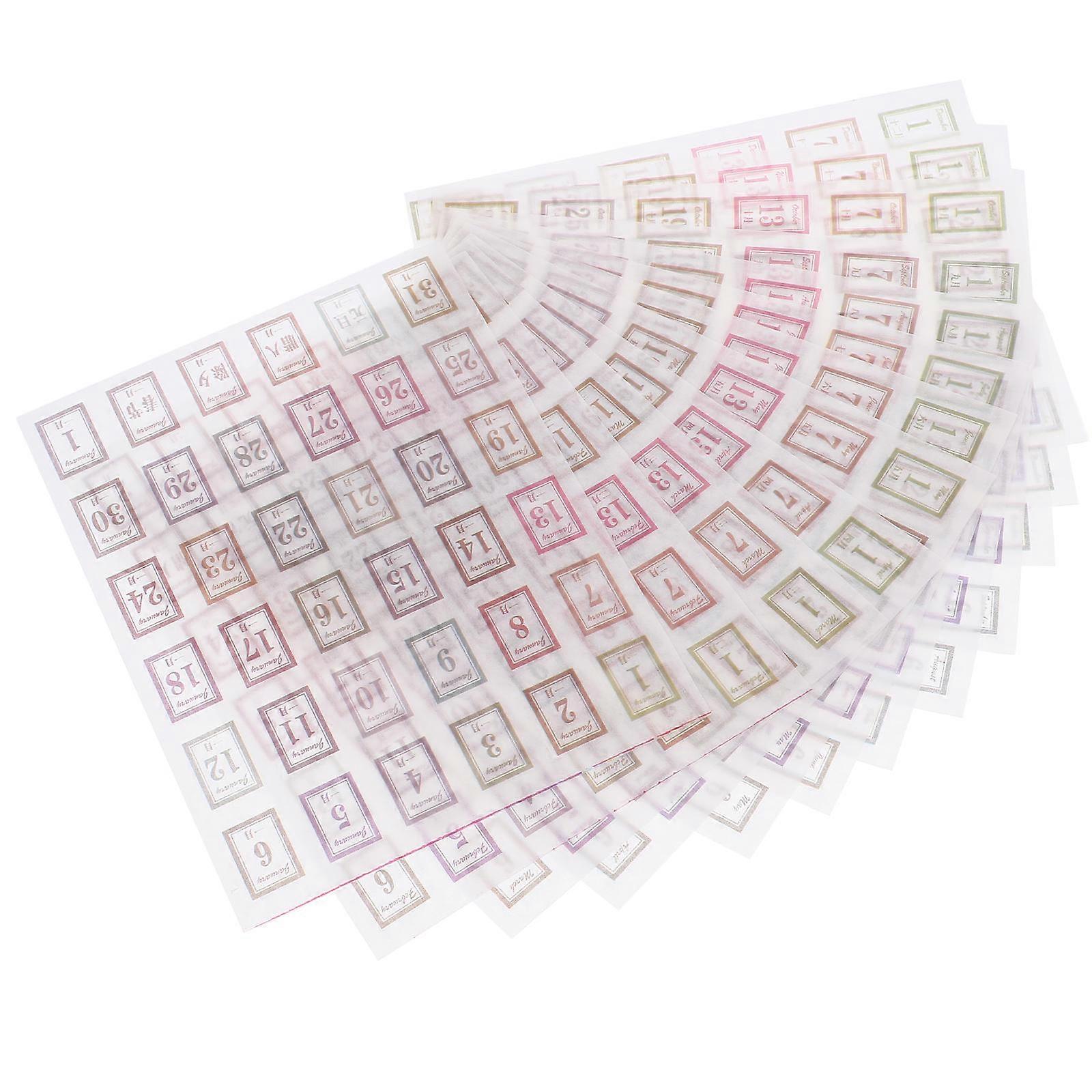 Daily Calendar Stickers Planner Label Sticker Notebook Decorative Background Mark Important Dates Gradient Color 12 Sheets