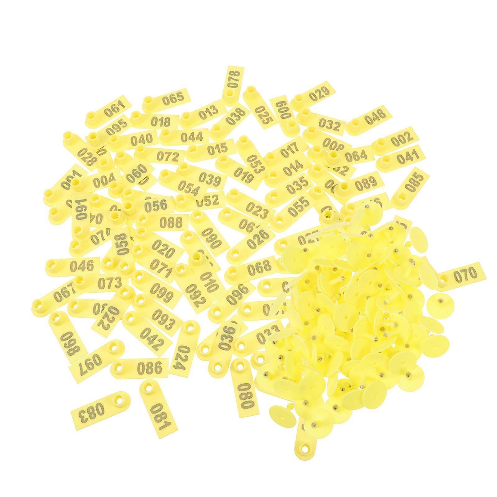 Yellow Plastic Livestock ID Tags for Marking 100pcs Numbered Ear Tags for Cattle