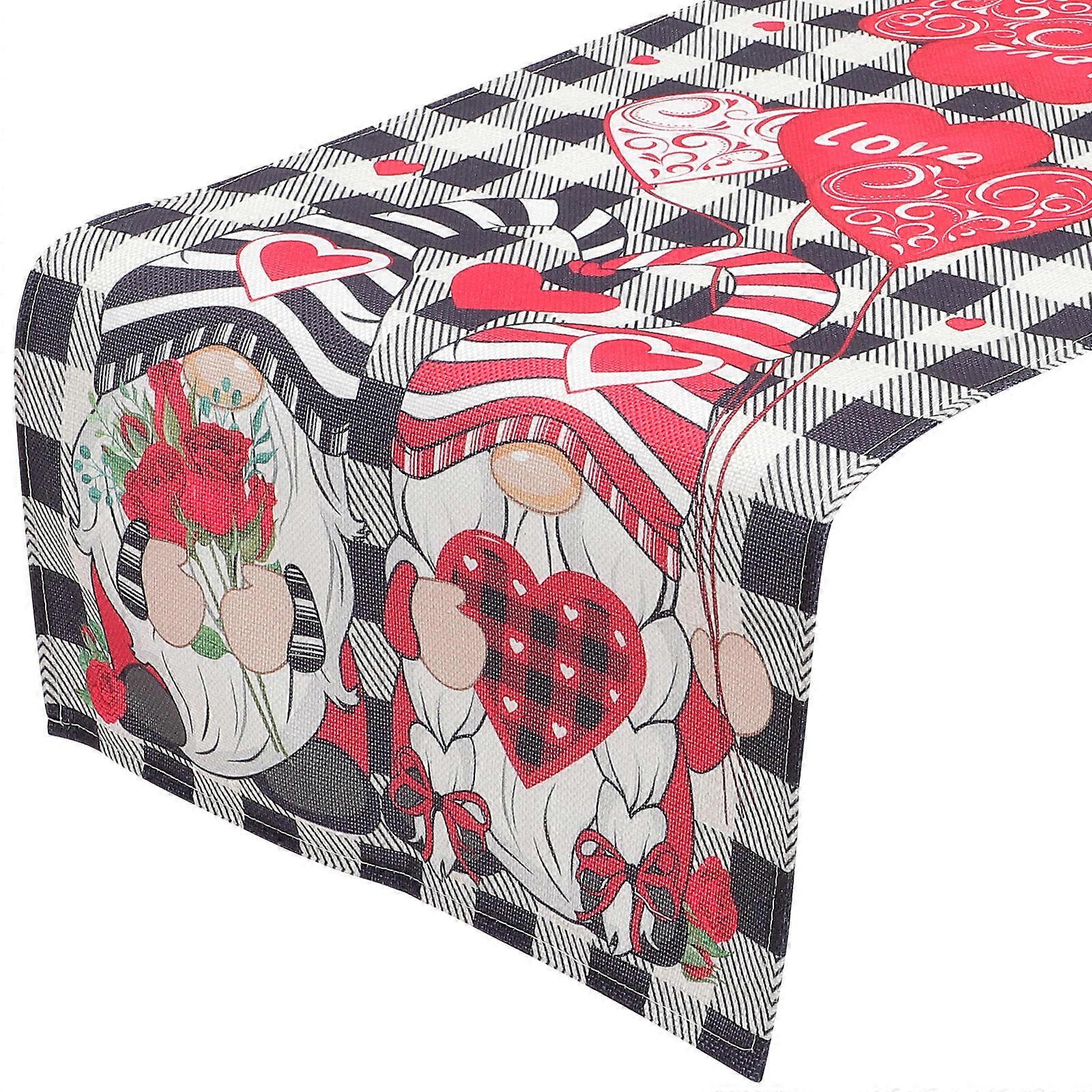 Decorative Table Runner Valentines Day Table Decoration Multi 91x33cm Cotton Linen 1Set