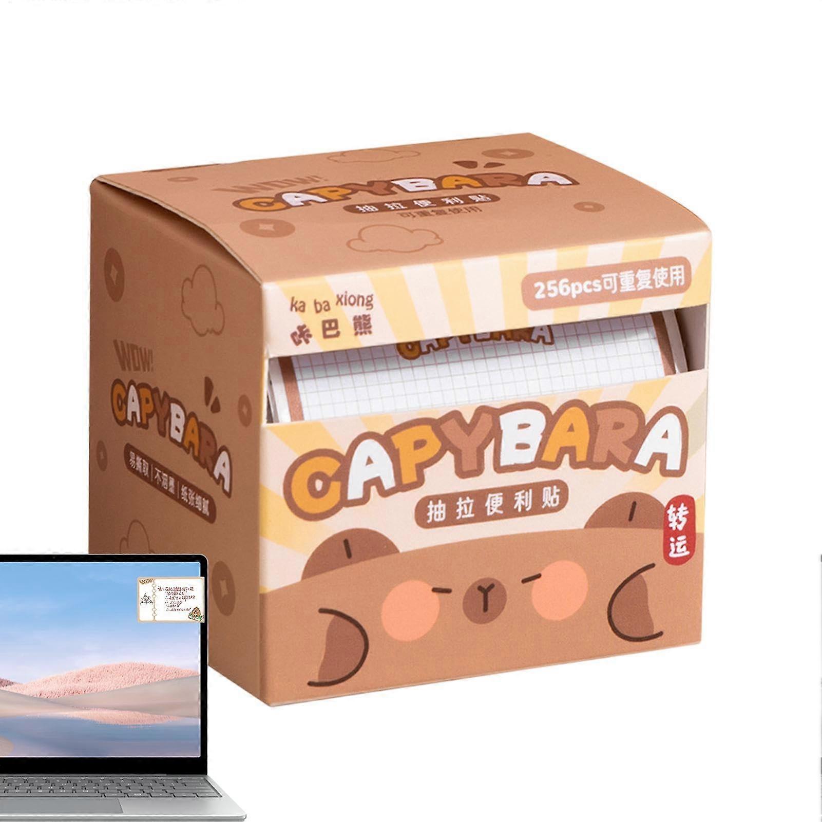 Self-Adhesive Notepads, 256 Sheets Capybara Sticky Notes, Handmade Recycled Paper, Cartoon Office