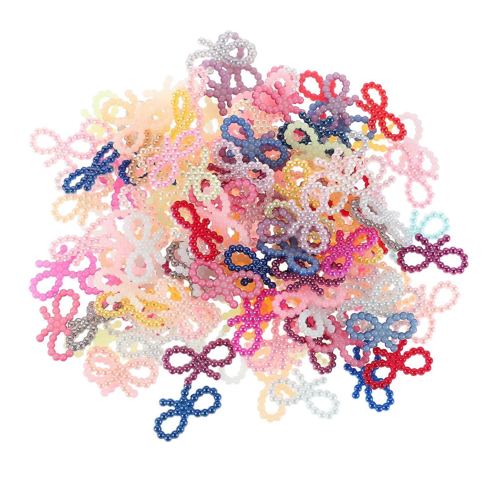 Mini Pearl Bows Craft Kit 100pcs Cute Bowknot Decorations for DIY Crafts, Wedding Decor, Doll Accessories, and Clothing Embellishments