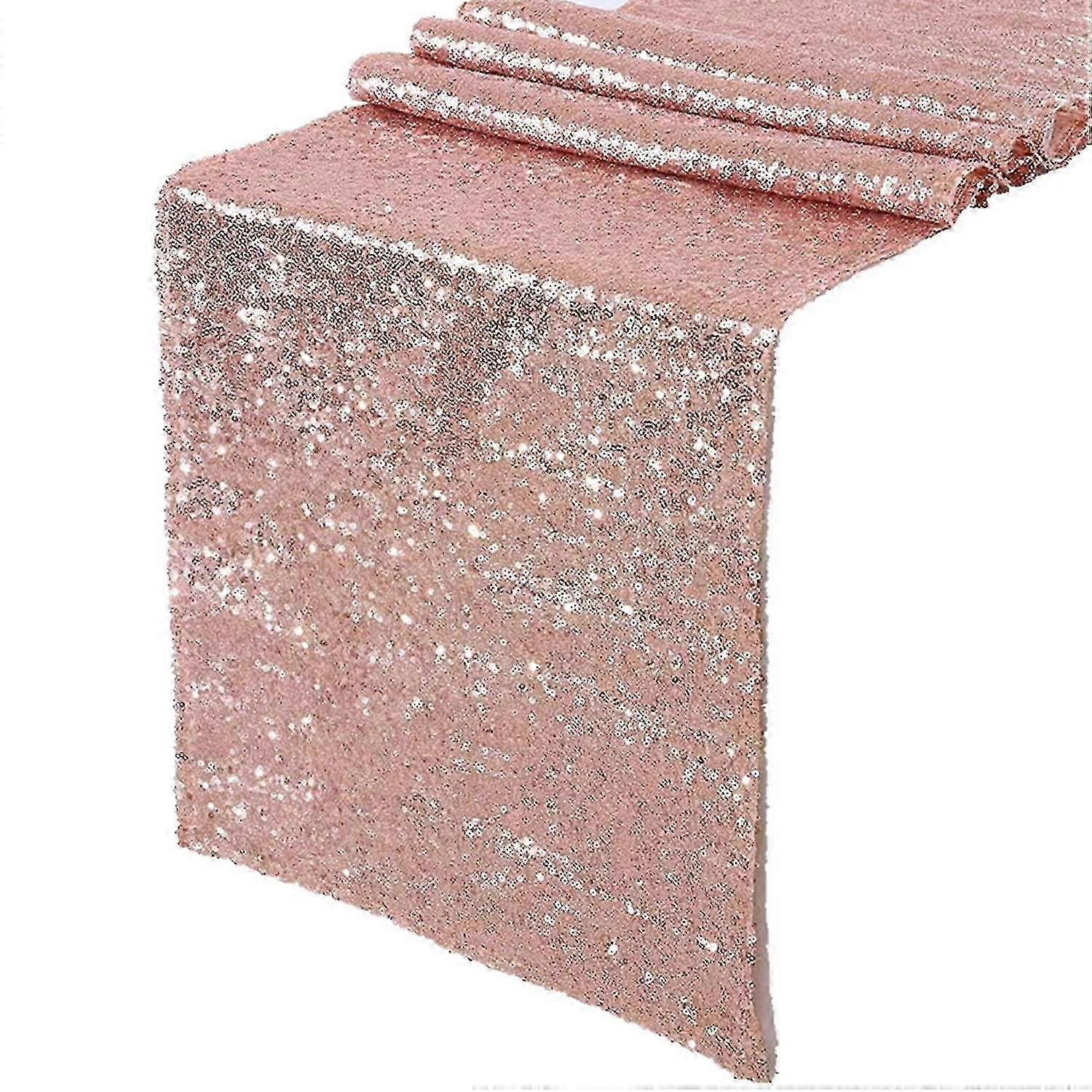 Sparkly Rose Gold Sequin Table Runners - 12X71 Inch Shimmer Table for Party Events - Tableware Accessory