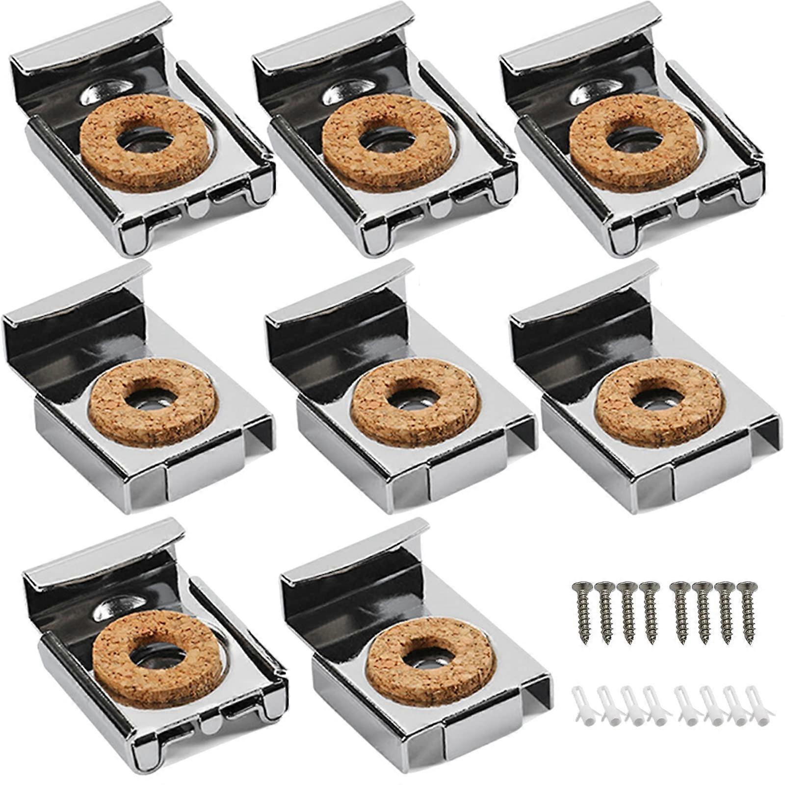 Pack of 8 Mirror Brackets Stainless Steel Spring Loaded with Dowel Screws