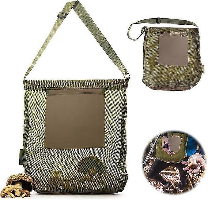 Mushroom Collection Bag for Foraging and Hunting, Foldable Harvest Bag 43x41 cm, Large Capacity Fruit Picking Bag