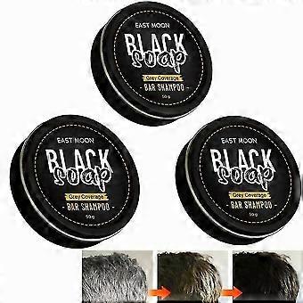 3pcs Men's Grey Coverage Bar Shampoo Hair Darkening Black Soap For Grey Hair Cover 2023 New