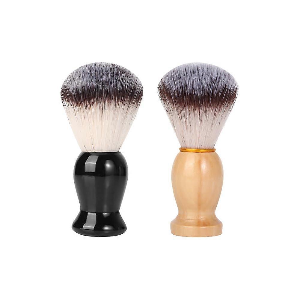 2 Pieces Shaving Cream Brushes, Synthetic Travel Shaving Brush, Beard Soap Brush, Soft Bristle, Barber Brush with Wood Plastic Handle for Home, Salon