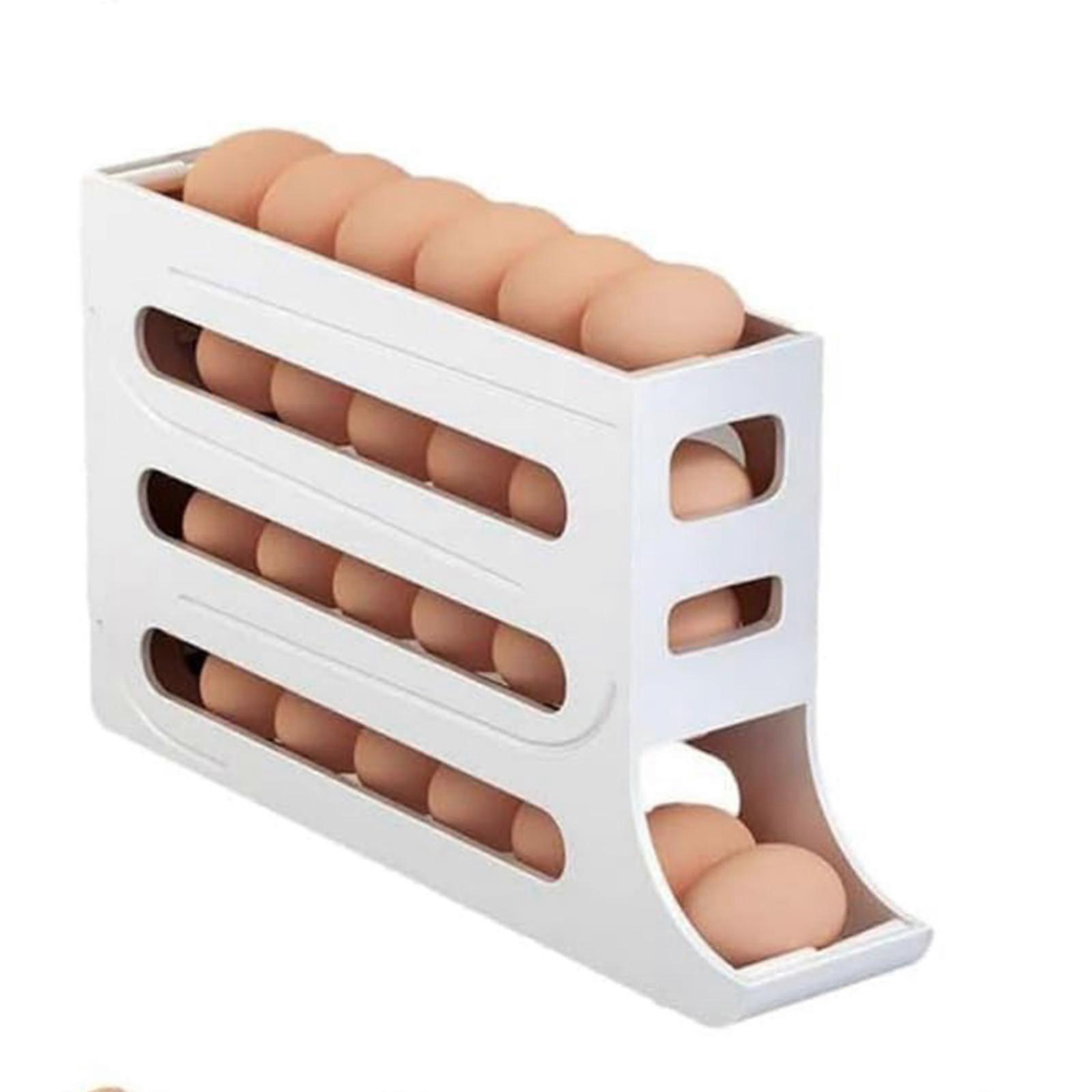 4 Tiers Egg Holder for Fridge, Egg Holder for Refrigerator, Eggs Dispenser, Auto Rolling Egg Tray Storage, Egg Roller