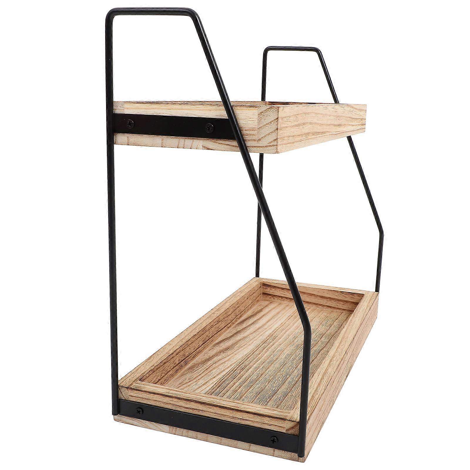Wood and Iron 2tier Storage Rack for Home Use Multi Color Maximizes Kitchen .8x6.3x15.7 Inches