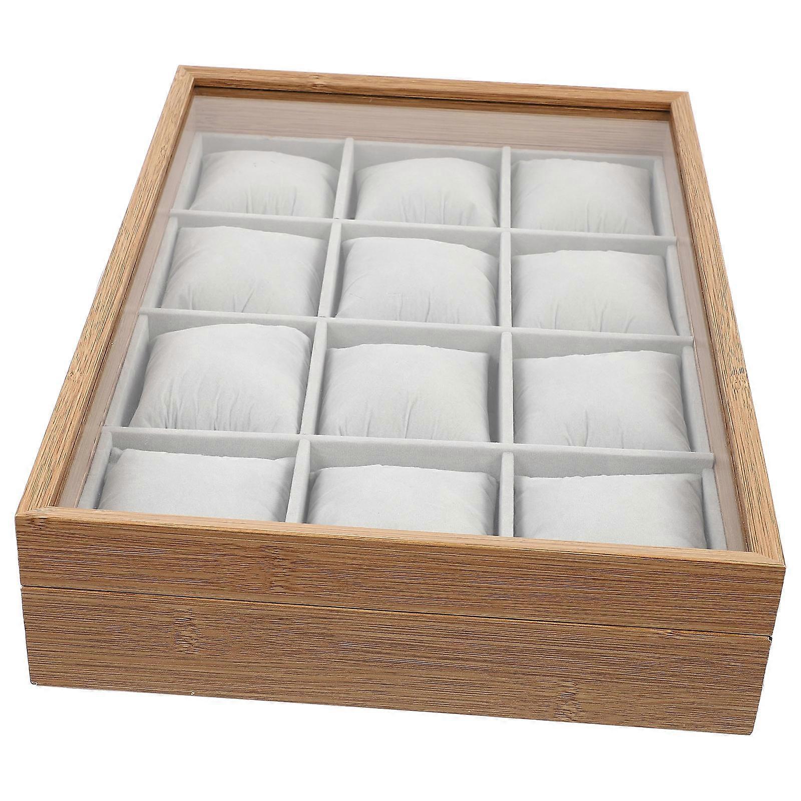 12 Watch Case With Slots Elegant Watch Storage Box With Lid Softer Velour Lining For Scratch For Home Decor