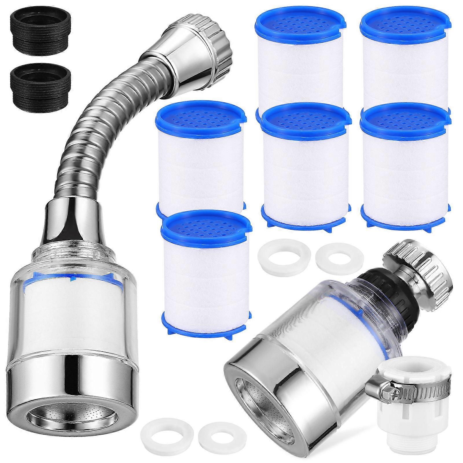 Faucet Filter Set with Filter Elements, Showerhead & Sink Faucet Water Filter for Kitchen & Bathroom, Easy Installation, Detachable Design, Multi