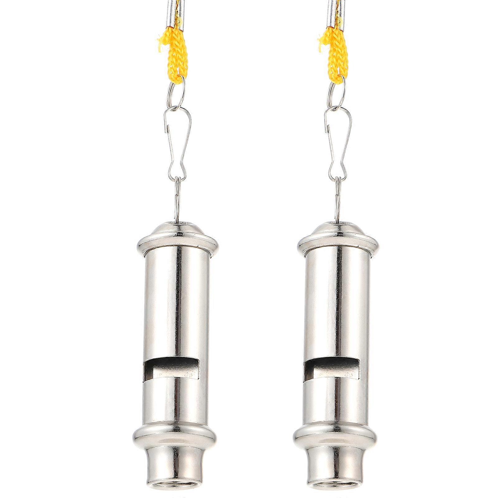 Match Whistle Portable Sports Whistle Pendant Multi-Function Referee Whistle Stainless Steel 7.80X2.00X2.00Cm Loud Sound Whistle 2Pack